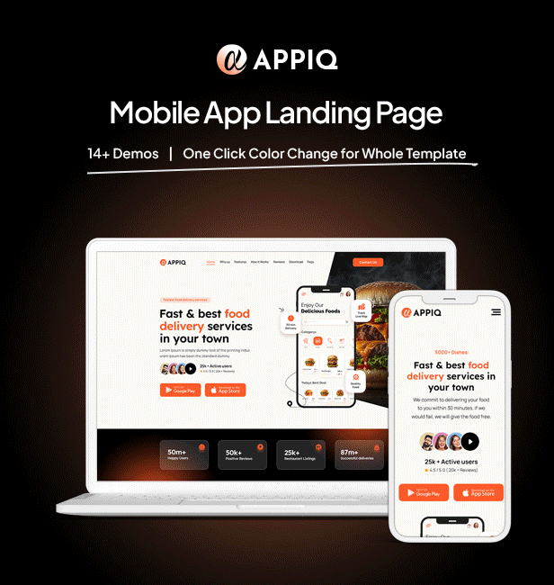 APPIQ - Mobile App Landing Page Responsive HTML Template
